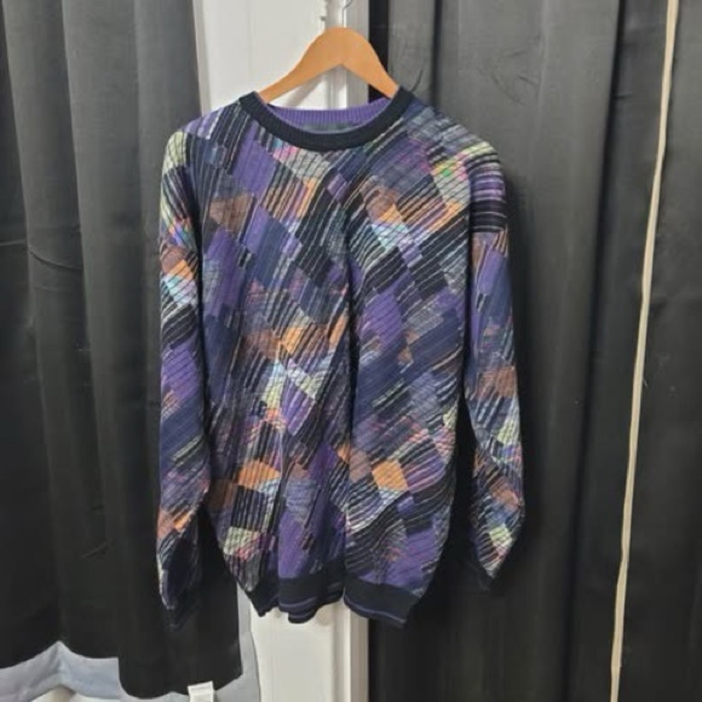 Tundra Purple Multicolor Geometric Crewneck Sweater
